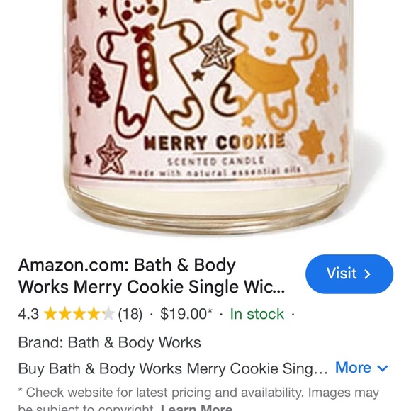 NWT Bath & Body Works Merry Cookie Single Wick Candle 40 hours burn life - Picture 5 of 5